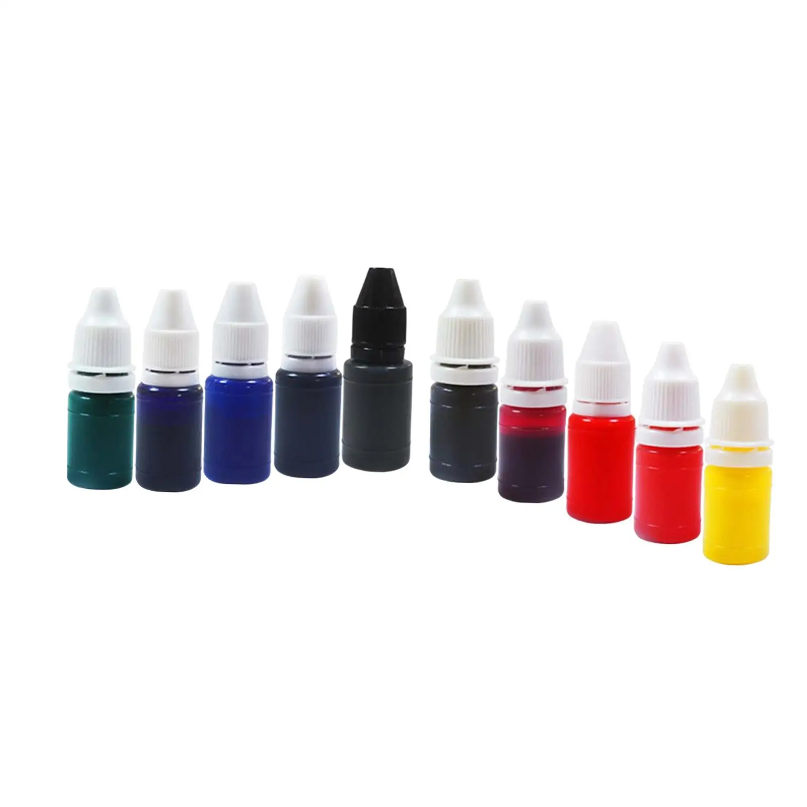 10Pcs 7ml Premium Stamp Refill  Flash Refill Ink, Orange, Green, Blue, Brown, Pink, Yellow, Purple, Black Color Wood