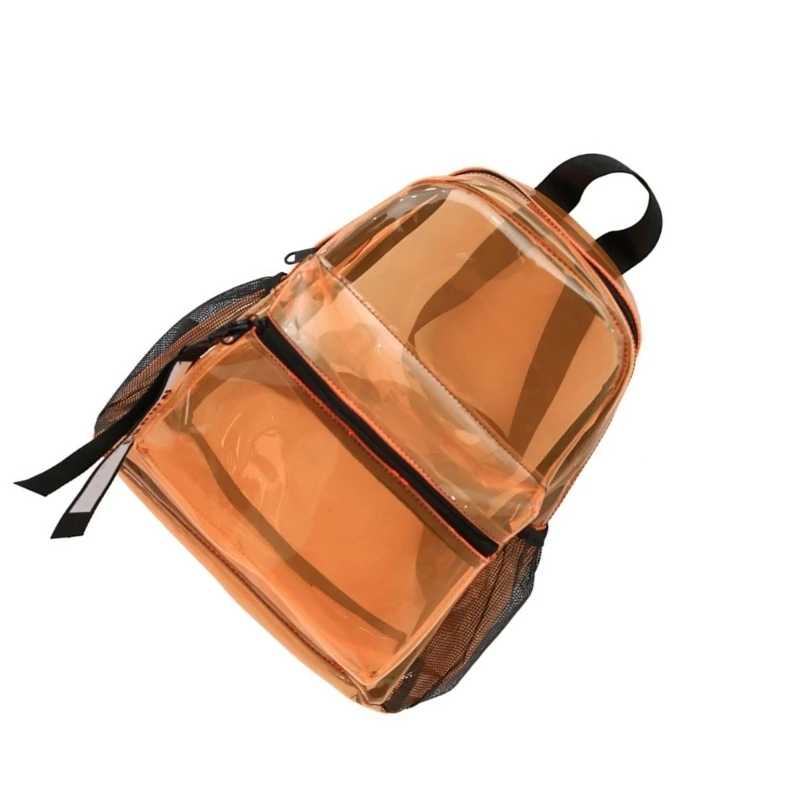 Clear Backpack Water Resistant Beach Hiking Bag Transparent PVC Zippers Backpack