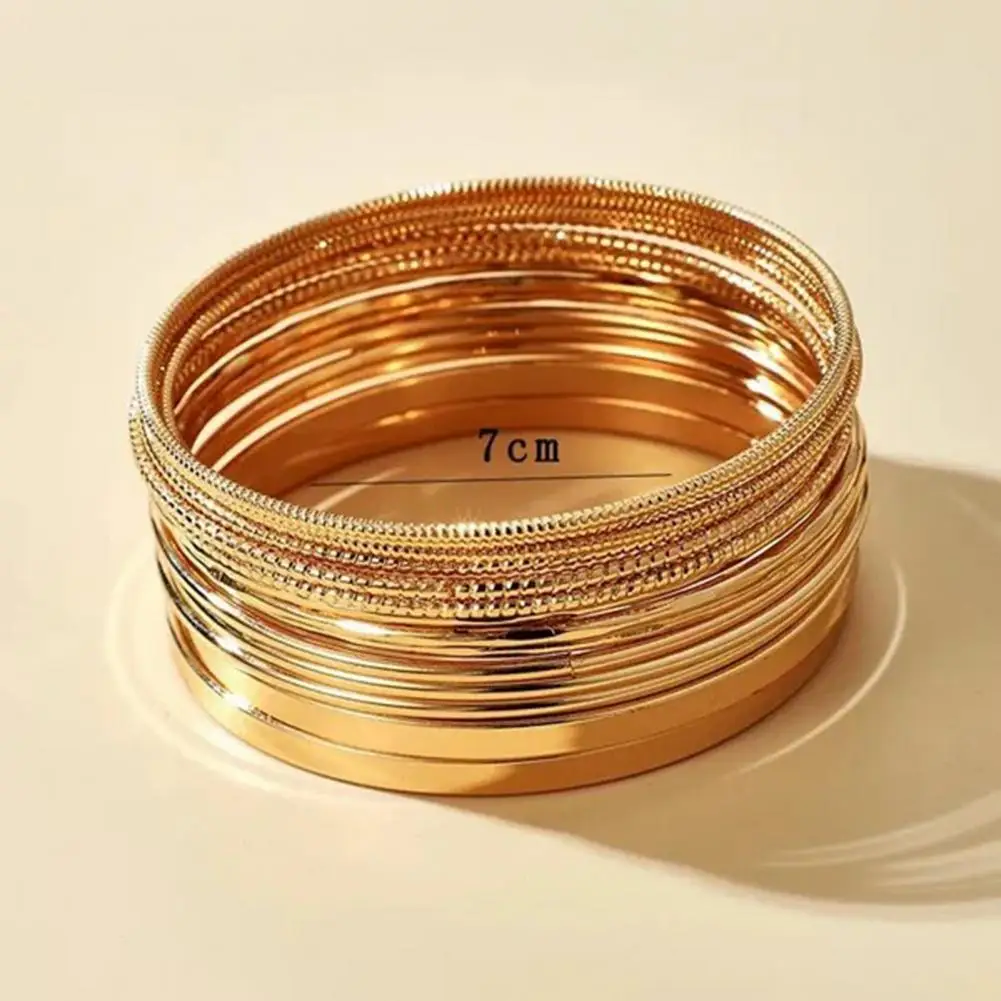 14Pcs/Set Women Bracelets Set Metal Big Bangles Bracelets Punk Bohemian Golden Color Ladies Cuff Bangles Jewelry Accessories