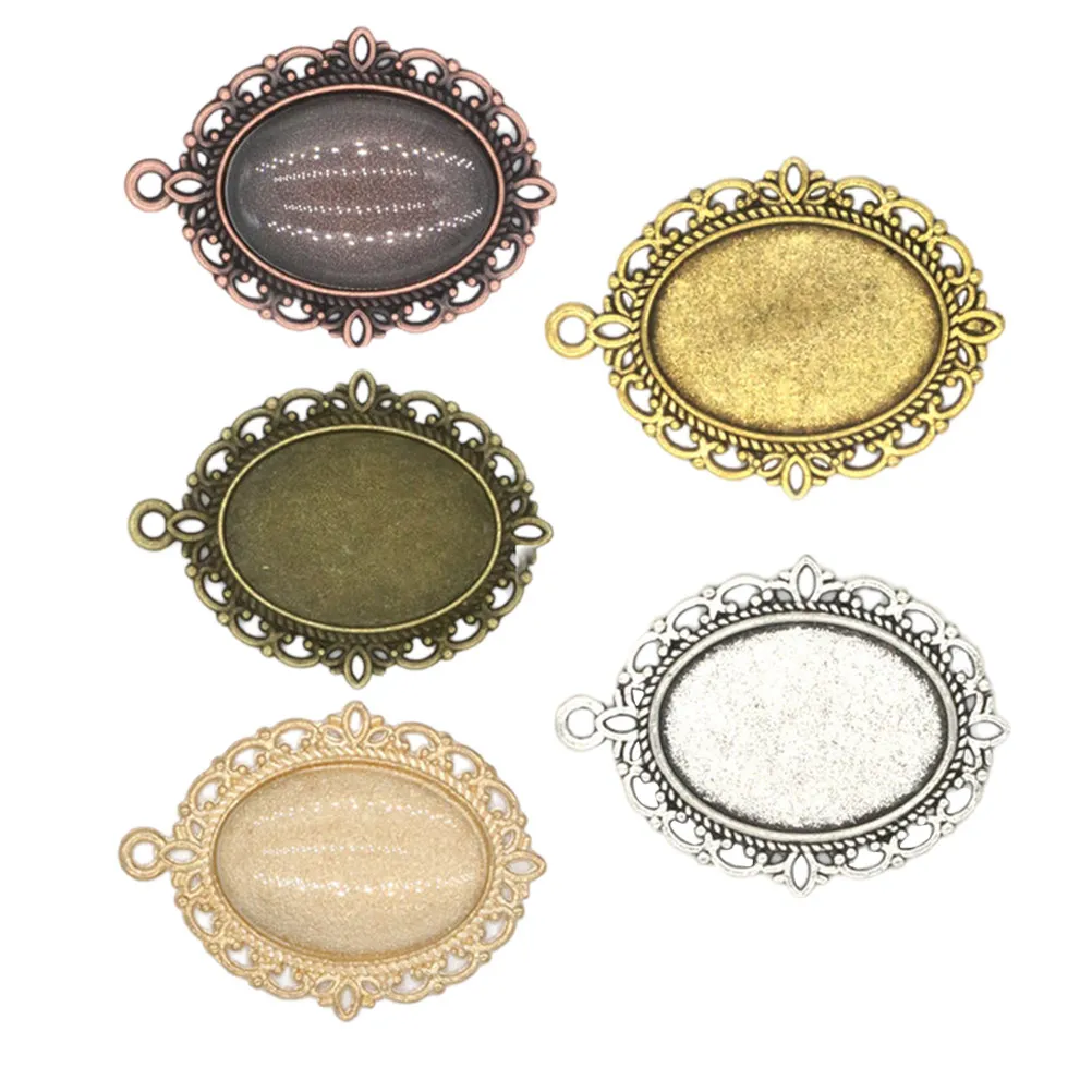 

50Pcs Oval Alloy Pendant Trays Vintage Electroplated Sturdy Base for DIY Cameo Resin Photo Jewelry Vintage Alloy Pendant Trays