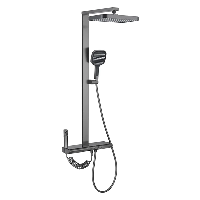 

Shower shower, a complete set of pure copper household bathroom, pressurized gun ash storage, digital ambient light, bath