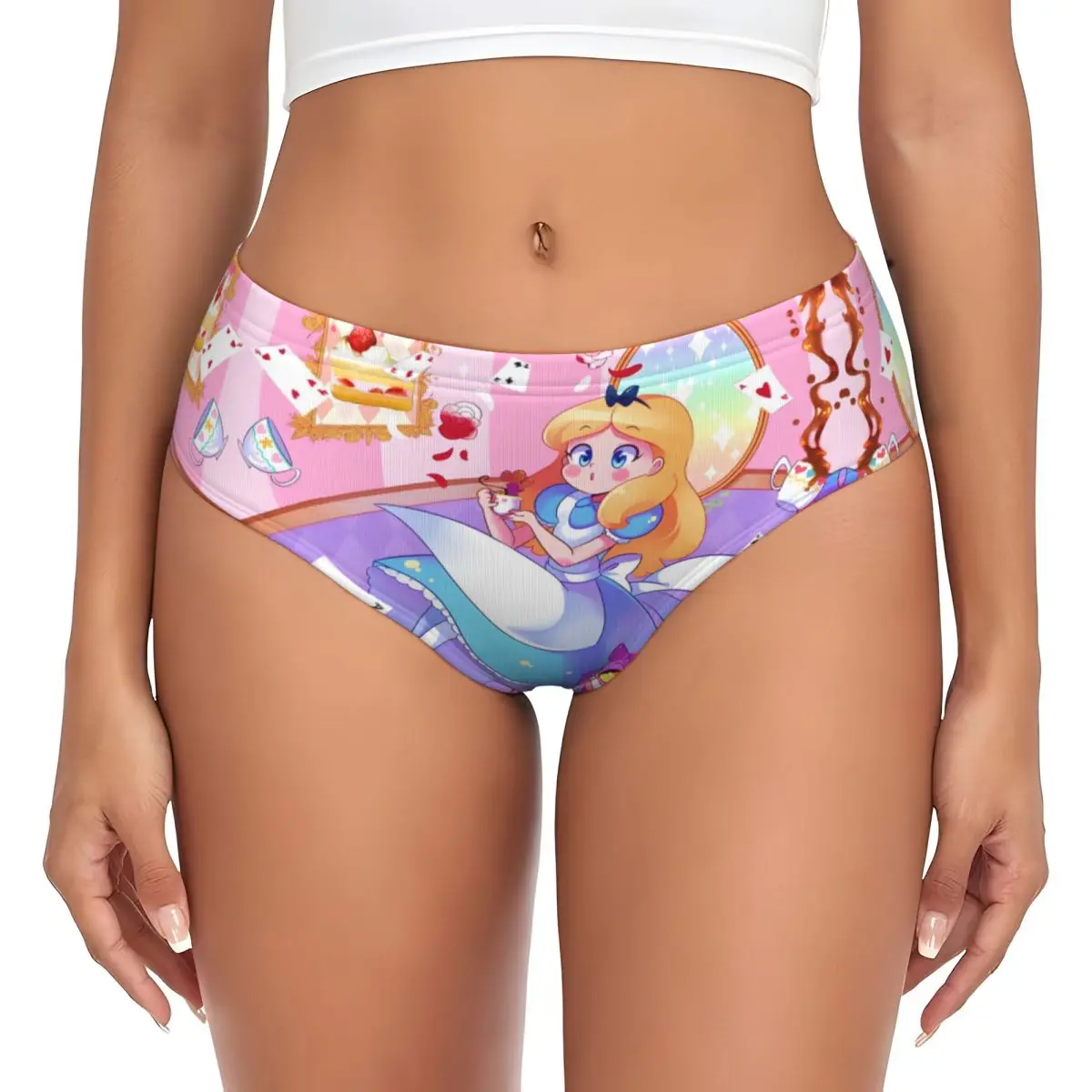 مخصص المرأة أليس في بلاد العجائب سراويل ملونة تمتد أنيمي ملخصات الملابس الداخلية