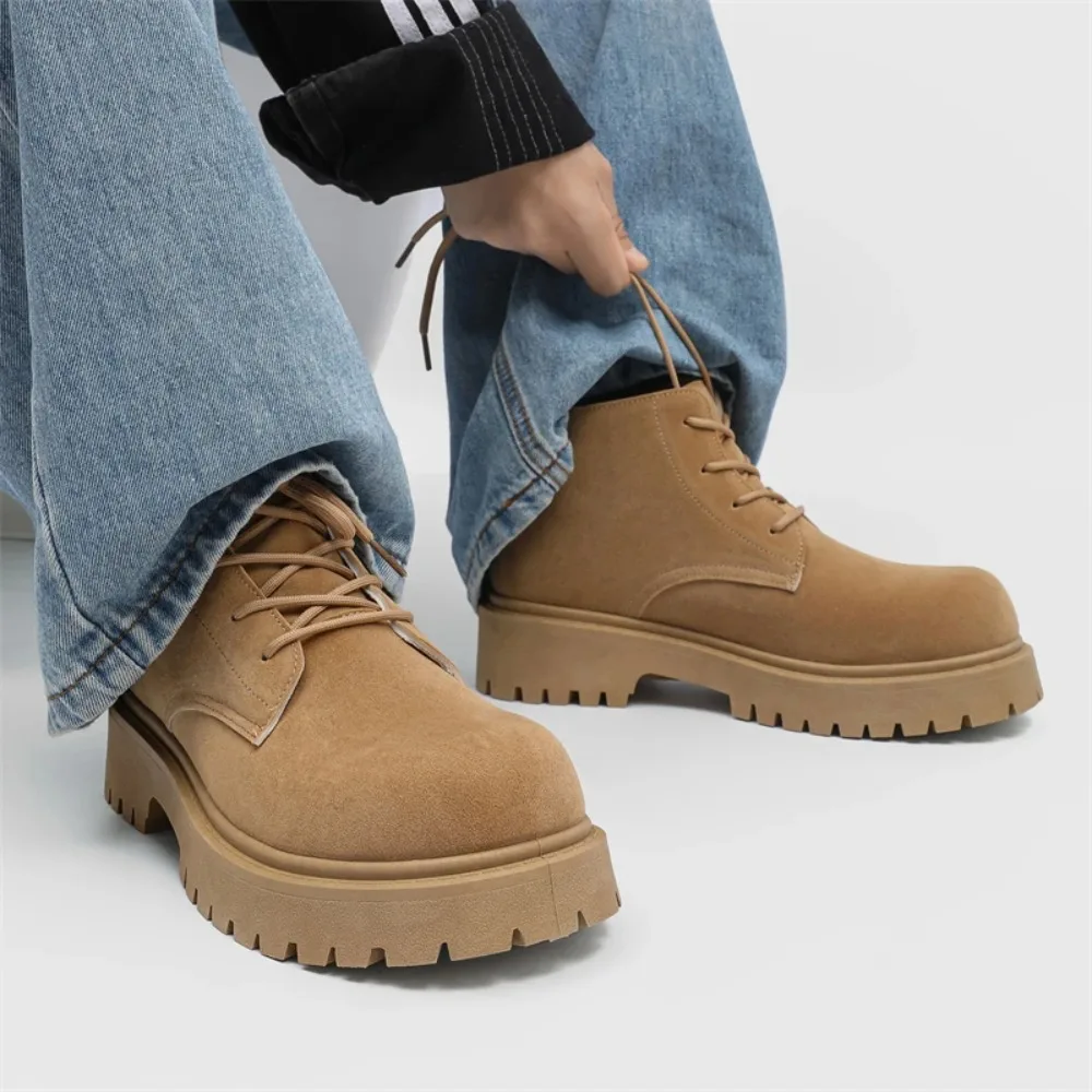 

New High Top Retro Low Top Workwear Shoes Autumn Lace Up Men's Boots Casual Shoes Lace Up Men's Shoe Frosted Wear-resistant Sole