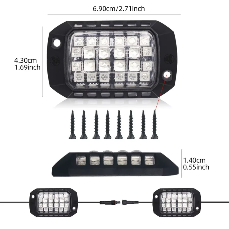4/8/12 in 1 RGB Car LED 3D Lens Off-road Chassis Decorative Light  APP Remote Control Ambient Light Car Underglow Chassis Light