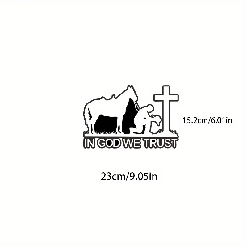 Cowboy Prayer With Cross, God, 9.05in×6.01in Large Size Decal For Cars, Cars, Trucks, Motorcycles, Laptops, Cups, Windows, Glass