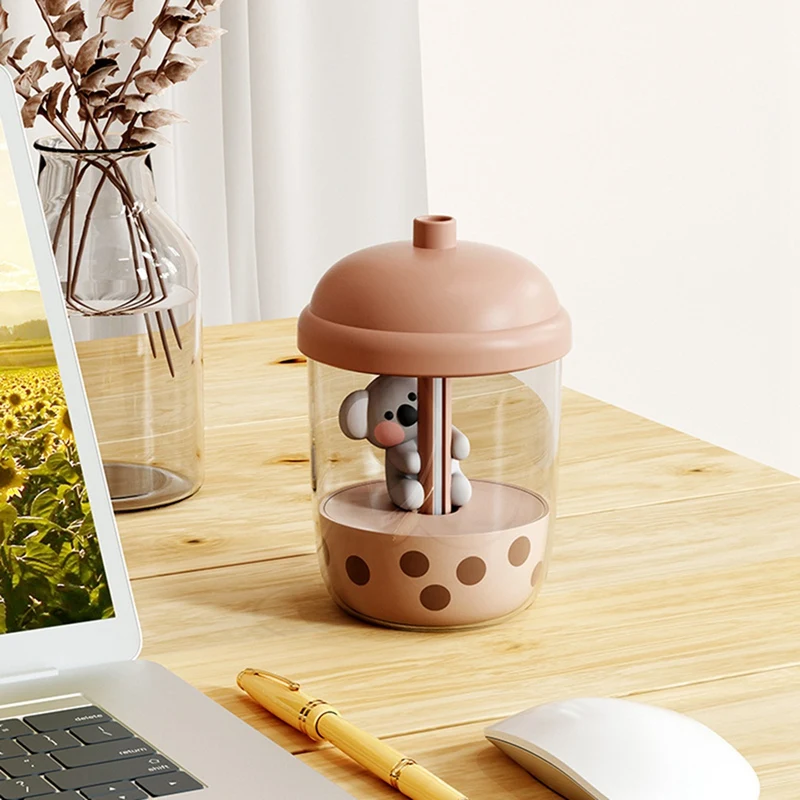 450Ml Portable Koala Milk Tea Cup Air Purification Humidifier USB Desktop Water Atomizer Diffuser For Bedroom