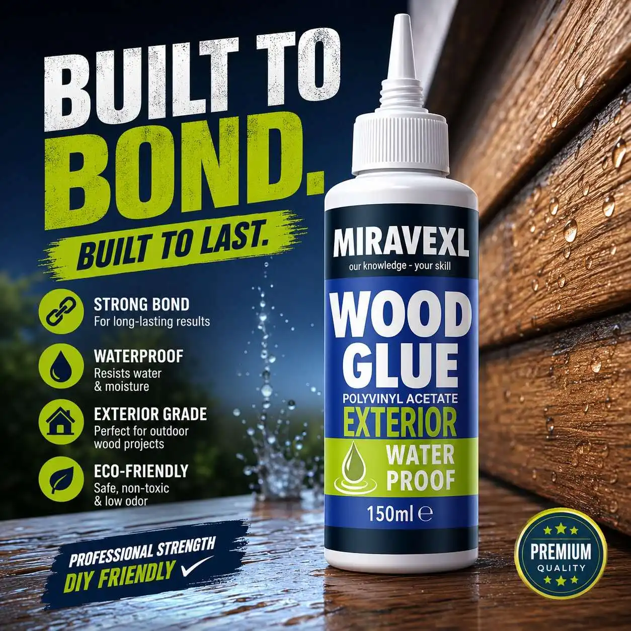 Fast Dry Wood Glue High Strength Liquid Adhesive for Quick Furniture Repair & DIY Crafts, Waterproof Timber Woodworking Tool