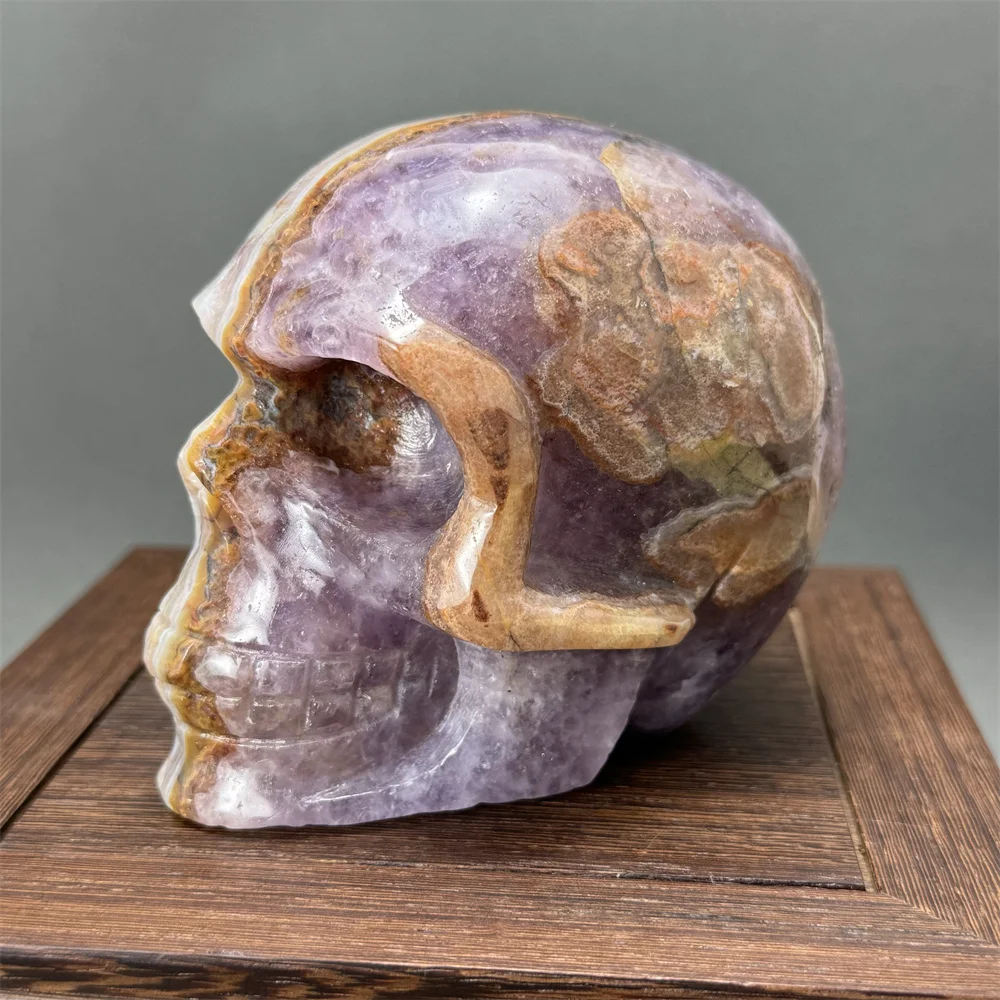 Natural Fantasy Amethyst Skull Hand-Carved Skull Aura Super Energy Home Decoration Witchcraft Altar Meditation Ornaments