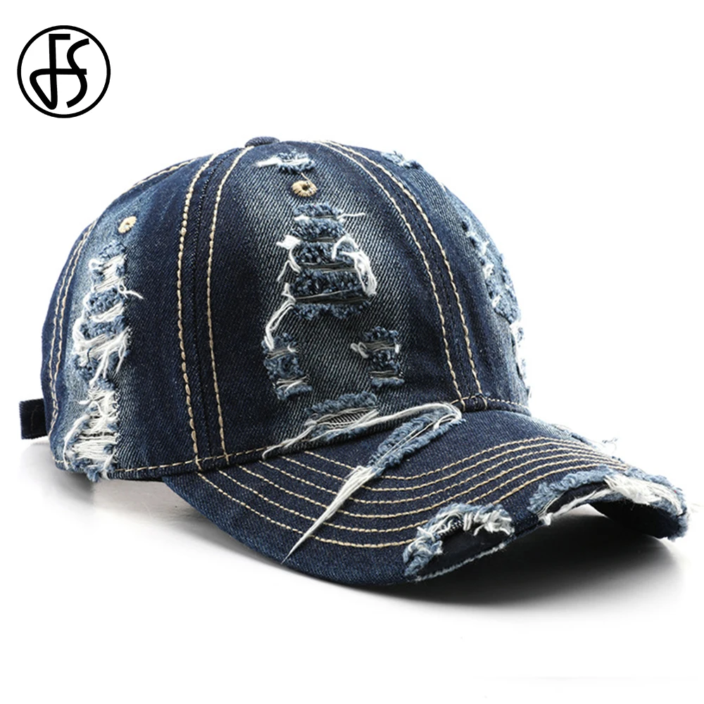 FS American Street Denim Baseball Cap Vintage Hip Hop Snapback Caps For Men Black Blue Women Brand Designer Hat Casquette Homme