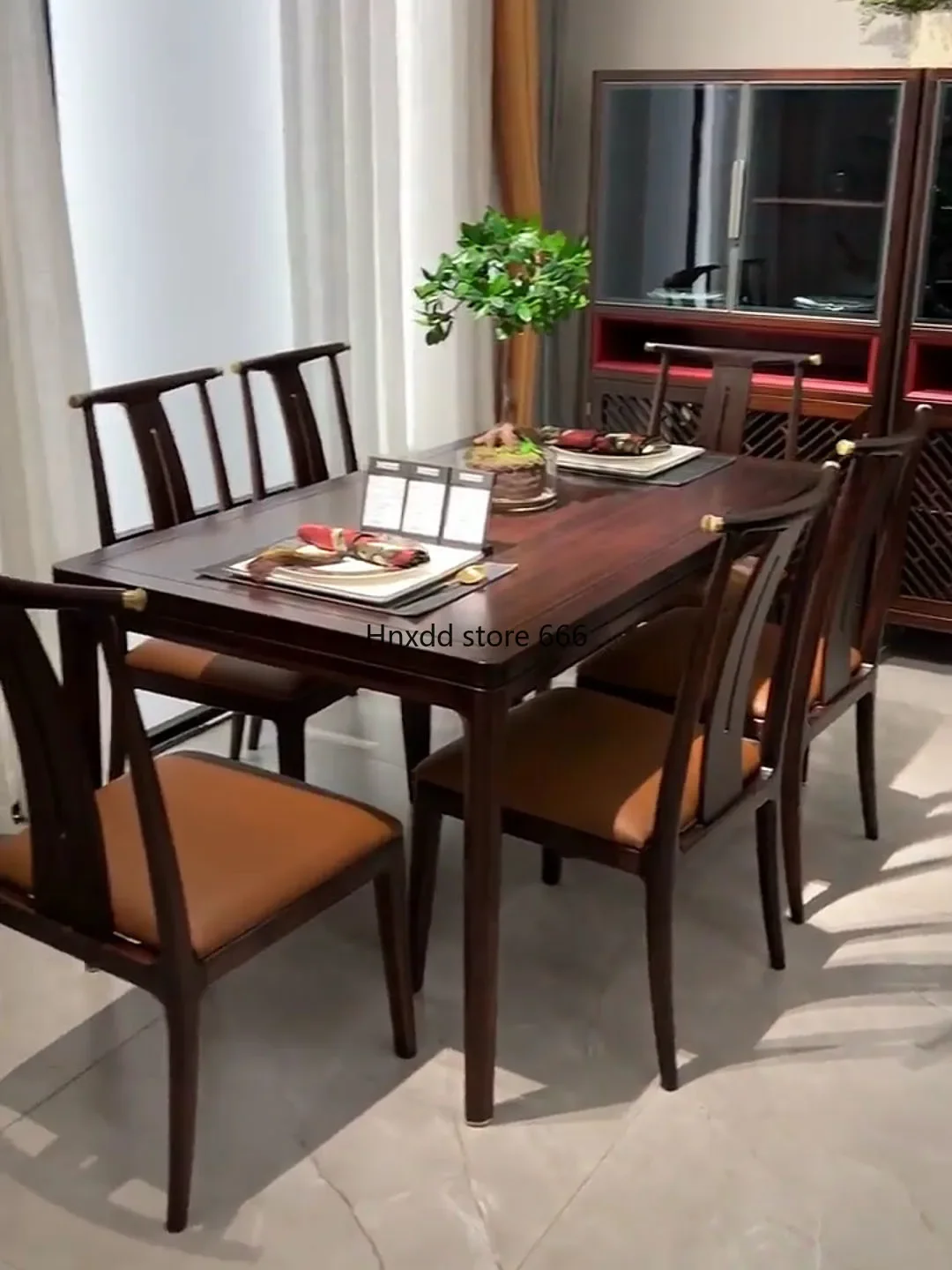 

New Chinese ebony rectangular table log living room dining room household table