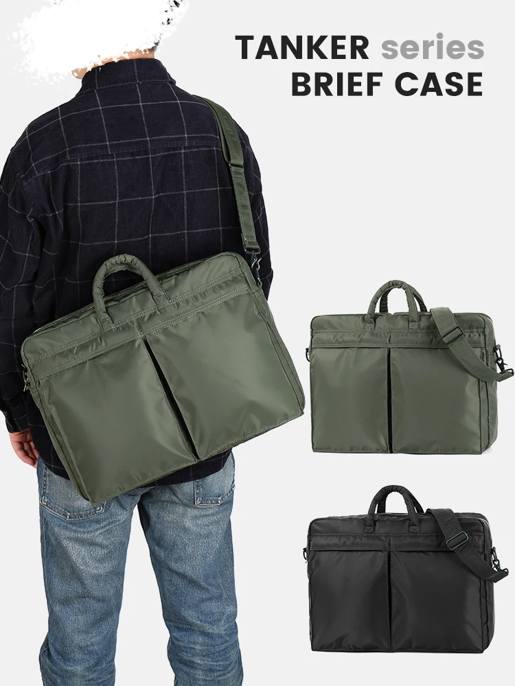

Classic Japanese Sle 2-Way Briease Casual Commuter oulder Bag Laptop Bag Nylon Material Zipper Closure Busin Scene