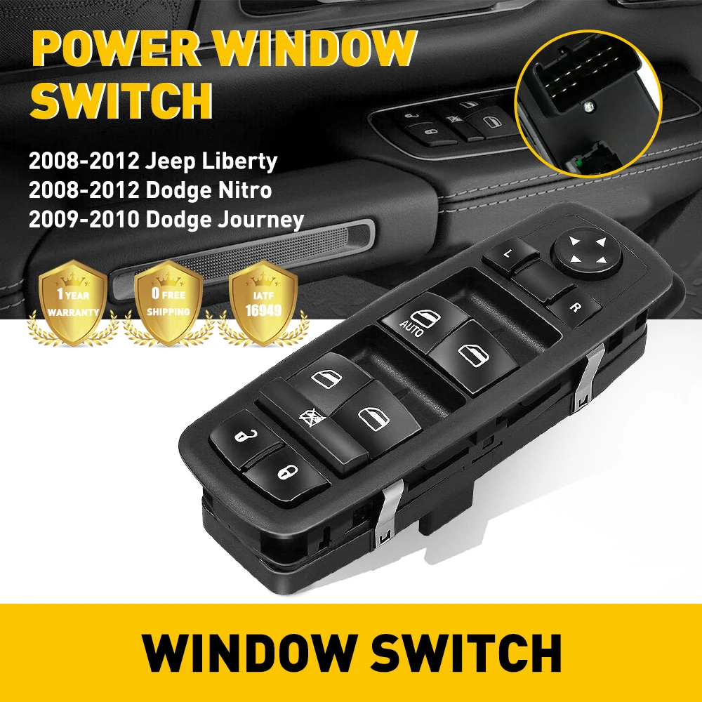 Master Power Window Door Switch Control for Dodge Journey 2009 2010  Jeep Liberty 2008-2012 Front Left Window Door Lock Replacem