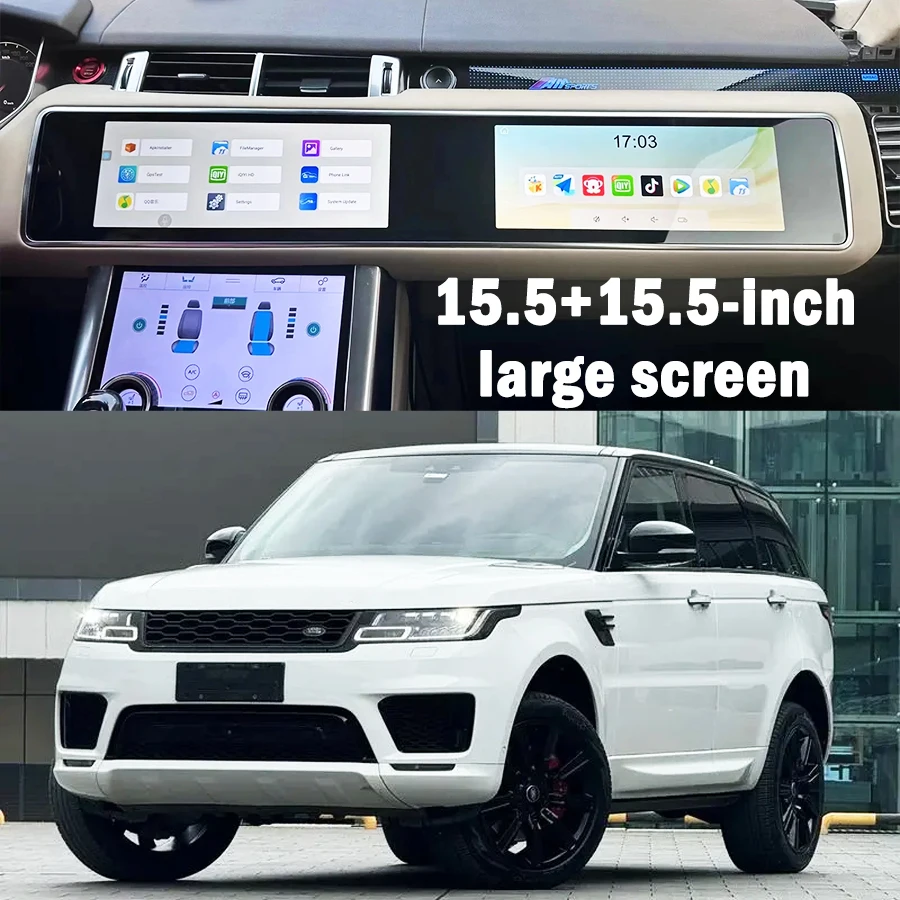 15.5+15.5'' Dual Screen Android For Land Rover Range Rover Sport L494 2013 2017 Upgrade Auto Carplay 4G+WIFI Receiver Car Radio