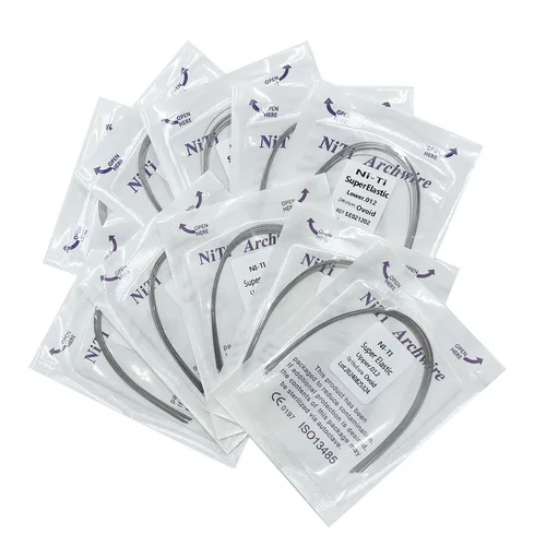 10 unids/pack de ortodoncia súper elástica NITI y arcos ovalados naturales de acero inoxidable, varios tamaños inferior/superior