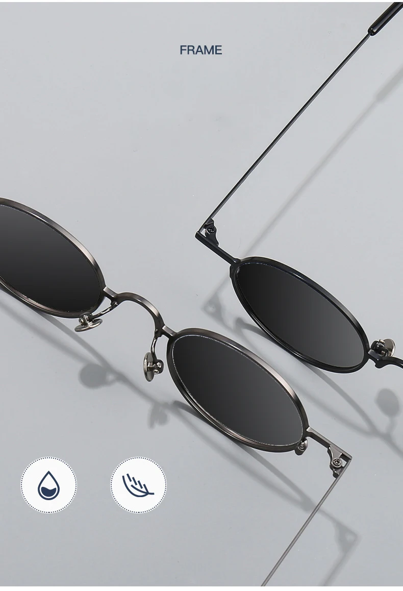 Reines Titan Vintage Kleine Runde Rahmen Myopie Sonnenbrille Männer Punk Stil Uv400 Angepasst Optische Runde Sonnenbrille 0 bis -6,0 – Detail 6