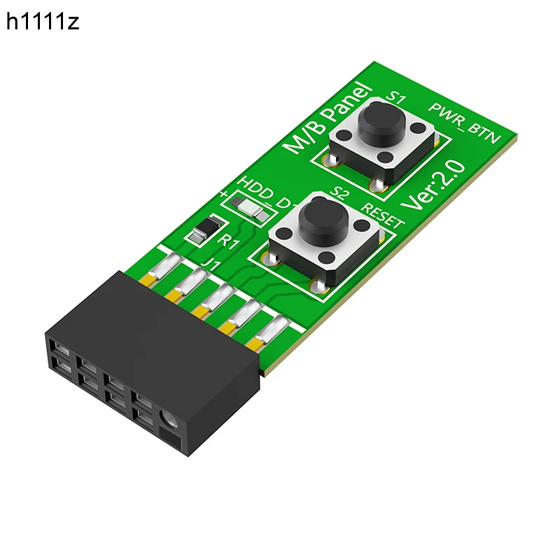 2x5-Pin to Reset Button + Power ON/OFF Button Switch Board Adapter with HDD LED Indicator for Desktop PC for WIN7/10/11 Linux OS