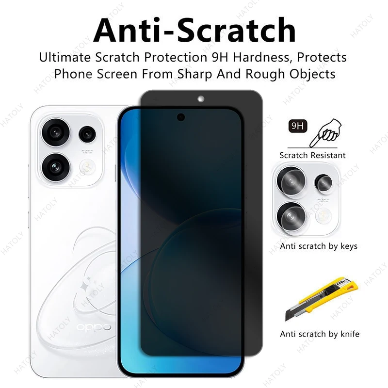 For Oppo Reno16c Glass Privacy Screen Protector For Oppo Reno16 FS 5G Anti-spy Glass Camera Lens Protector For Oppo Reno16c 5G