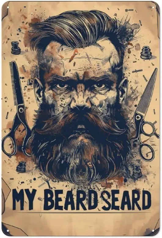 Cool Beard Barber Shop Metal Sign Moustache Retro Haircut Shaves Salon Tin Sign Poster Vintage Tinplate Print Wall Decor fo sign