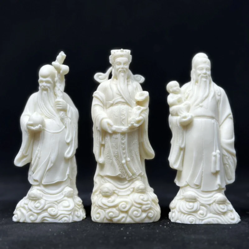 

Ivory Nut Carved Fu Lu Shou Fortune, Prosperity and Longevity15*5.5*5cmHome Living Room Desktop Crafts Decoration Wholesale