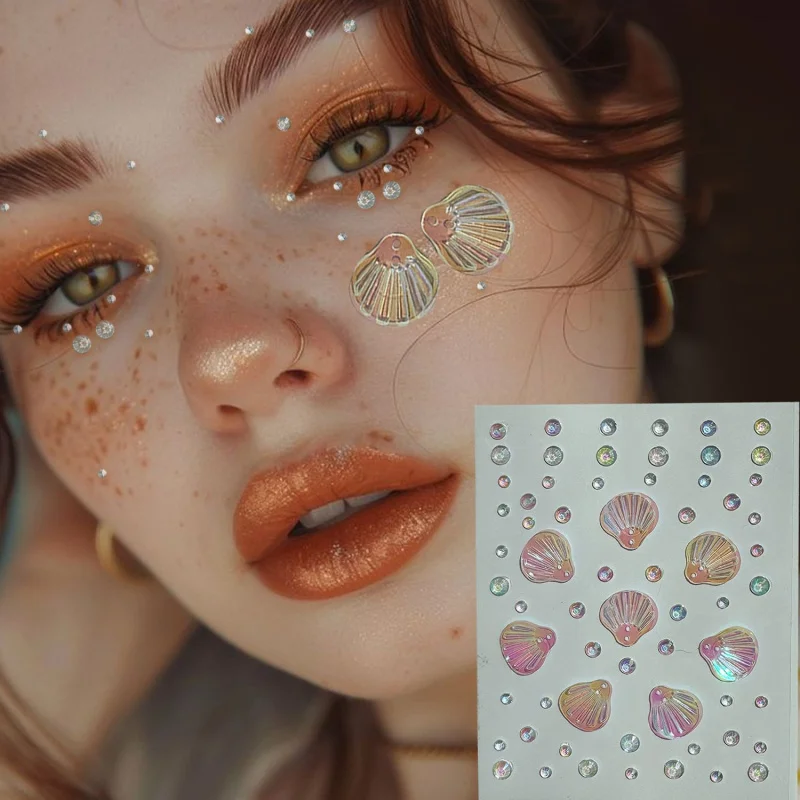 

Flower Stage party performance 3D butterfly fish scale makeup face diamond eye makeup stickers