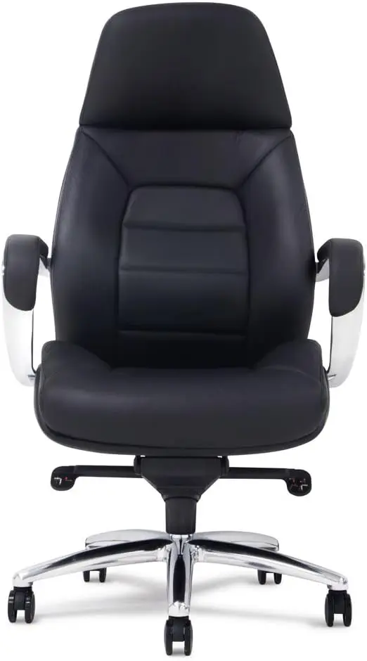 Gates Genuine Leather Aluminum Base High Back Executive Chair - Black