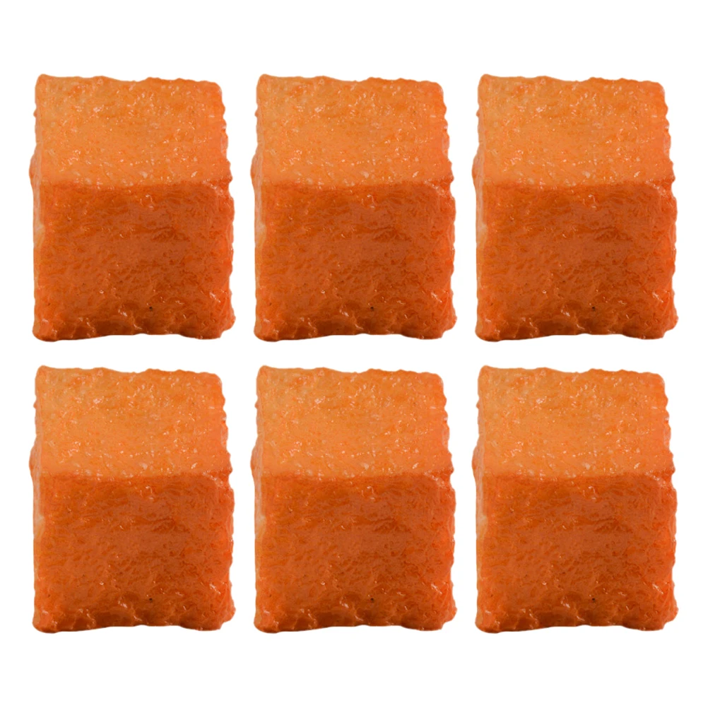 Accesorios de Tofu de pescado simulado, modelo de comida Artificial falso para simulación de cocina, fotografía realista de Pvc, 6 uds.
