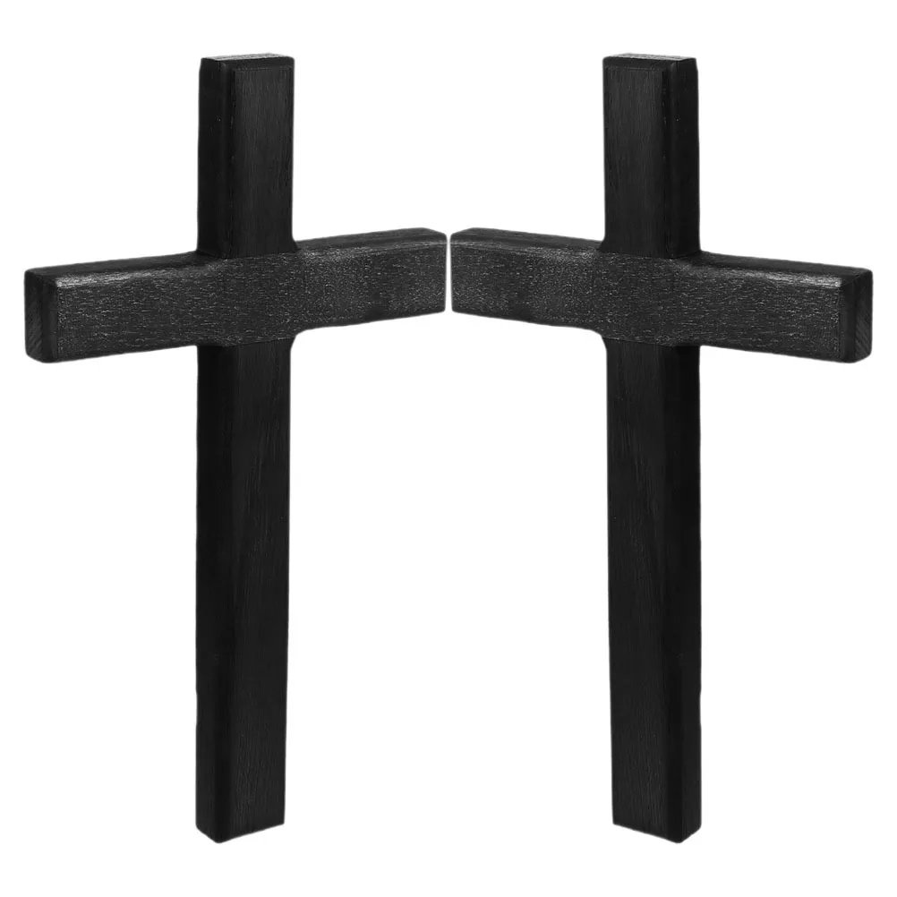 

2Pcs Wooden Black Cross Wall Decoration Christian Home Decor Religious Spiritual Jesus Cross for Office Bedroom Baptism