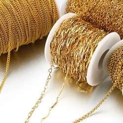 1Meter Gold Stainless Steel Curb Chains for Jewelry Making DIY Bracelet Necklace Chains Anklet Accessories Components No Fade