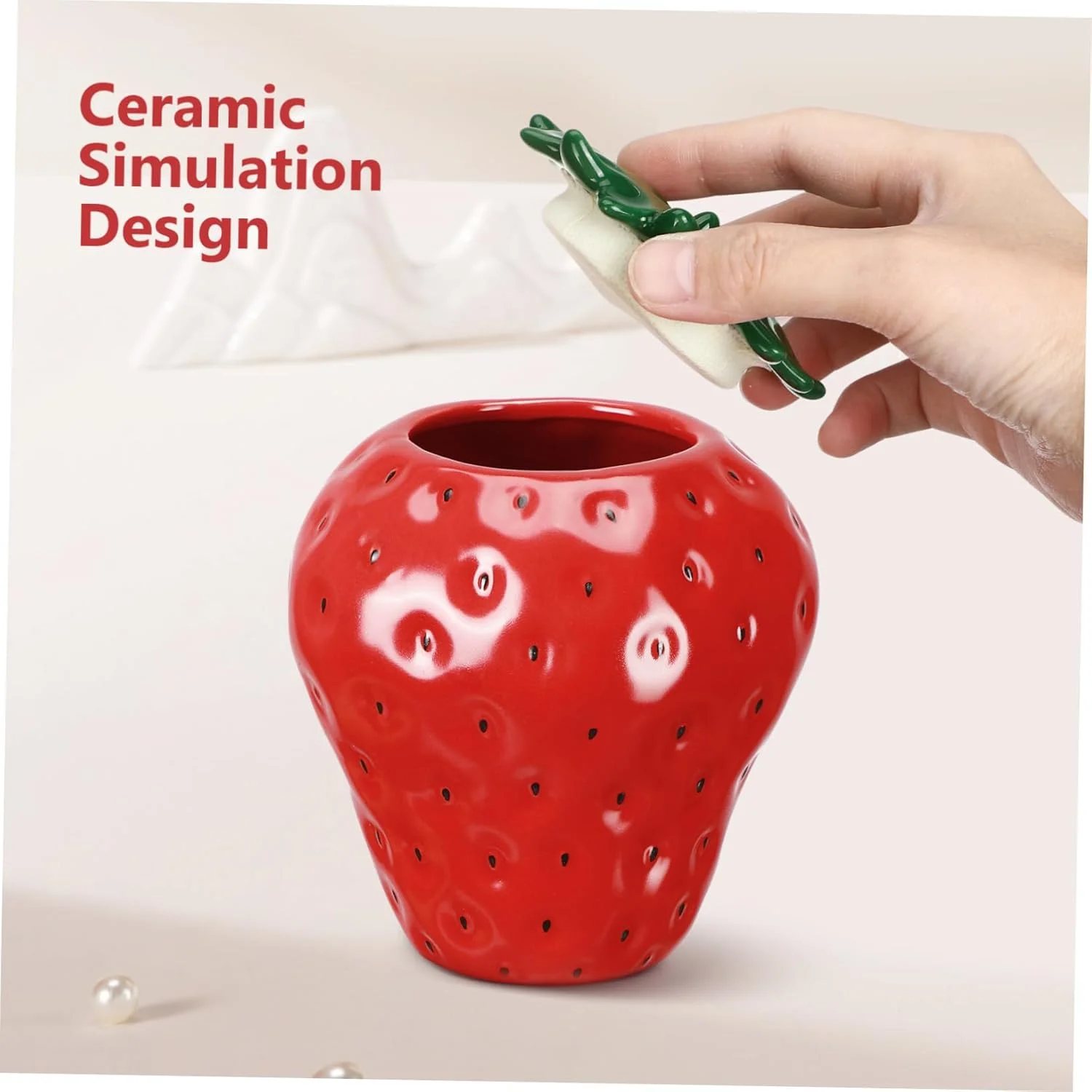 Strawberry Shaped Canister - Ceramic Cookie Jar Farmhouse Jars Biscuit Treat Container Candy Container Food  Jar for Loose Tea C