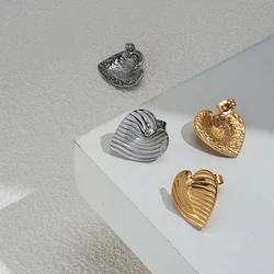 ENFASHION Aretes De Mujer Heart Stripe Stud Earrings For Women 18K Gold Plated In Earings Fashion Luck Cute Jewelry E231519G