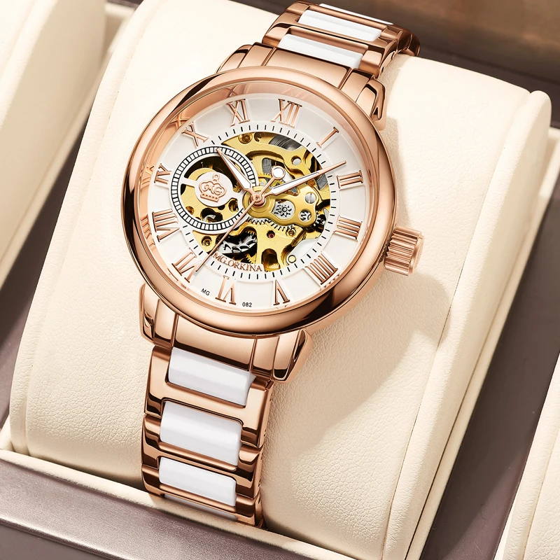 ORKINA Ladies Automatic Mechanical Watch Luxury Brand Women Wristwatch Fashion Skeleton Clock Senhoras Assistir Reloj Mujer 2022