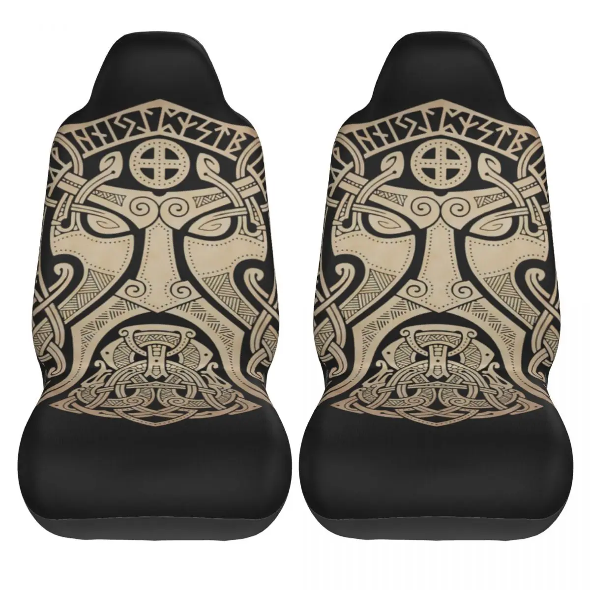 Viking Car Seat Cover Custom Printing Universal Front Protector Accessories Cushion Set