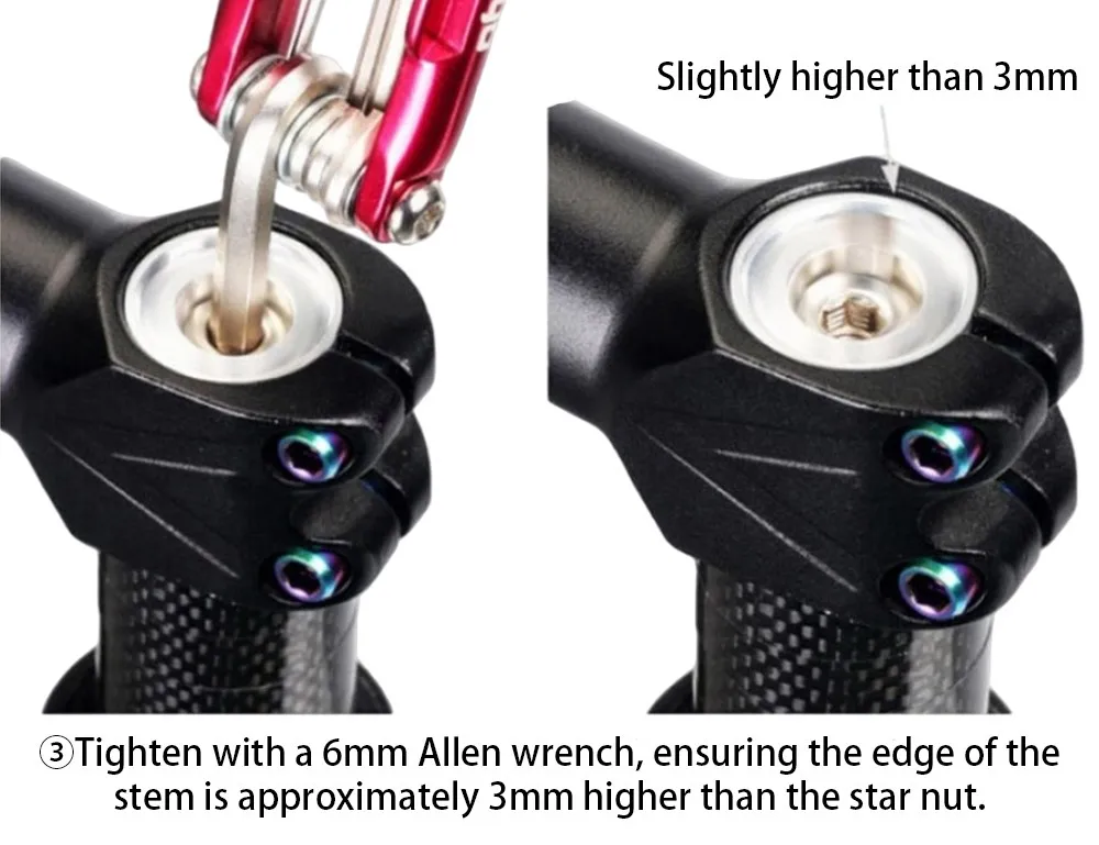 1-1/8 Zoll (28,6 mm) Fahrradgabel-Vorbau-Kompressionsstopfen, Steuerkopf-Oberteil, Sternmutter, Einstellbolzen, Expansionsbolzen – Detail 13