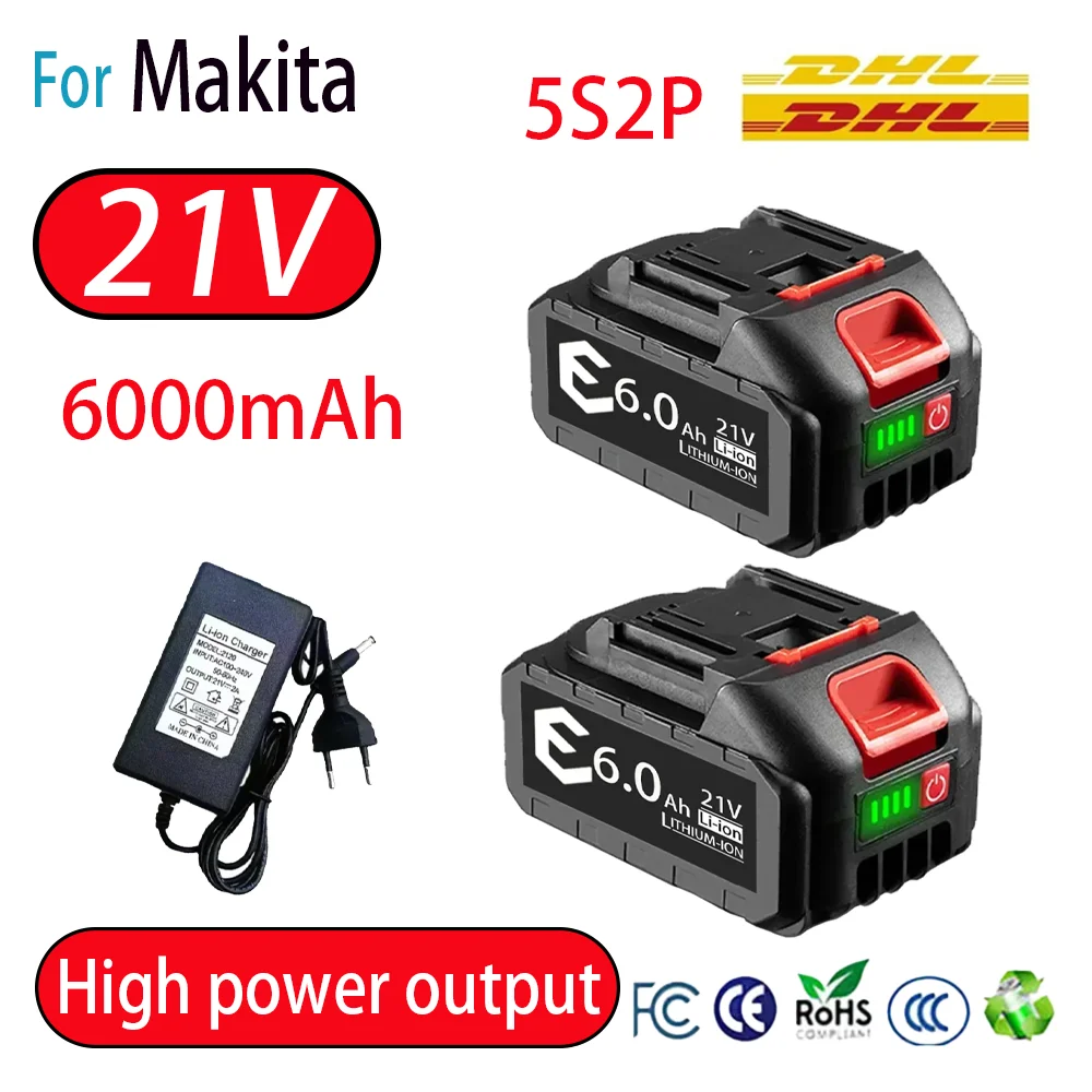 

21V 6AH Electric drill, screwdriver, durable lithium battery,For Makita 21V series electric tool high voltage water gun
