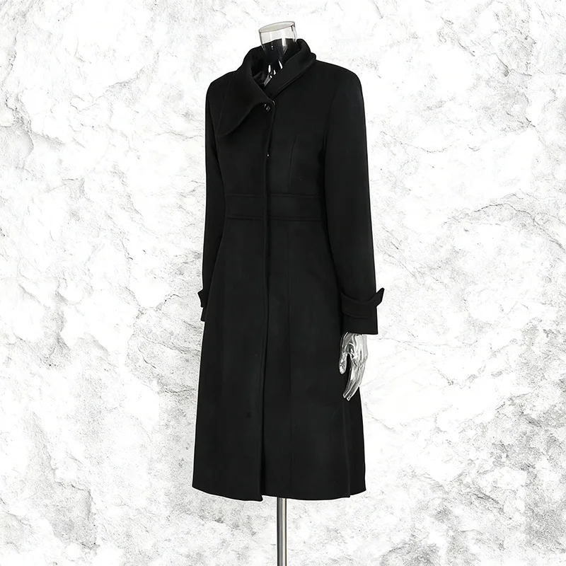 ZAMOR HIGH STREET Women's Lapel Wool Coat 2026 New Solid Color Long Sleeve Thickened Casual Versatile Outerwear