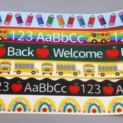 DUWES 50yards School  ABC 123 Bus Printed Grosgrain Ribbon Accessories Material Headwear Decoration DIY Sewing Craft D2345