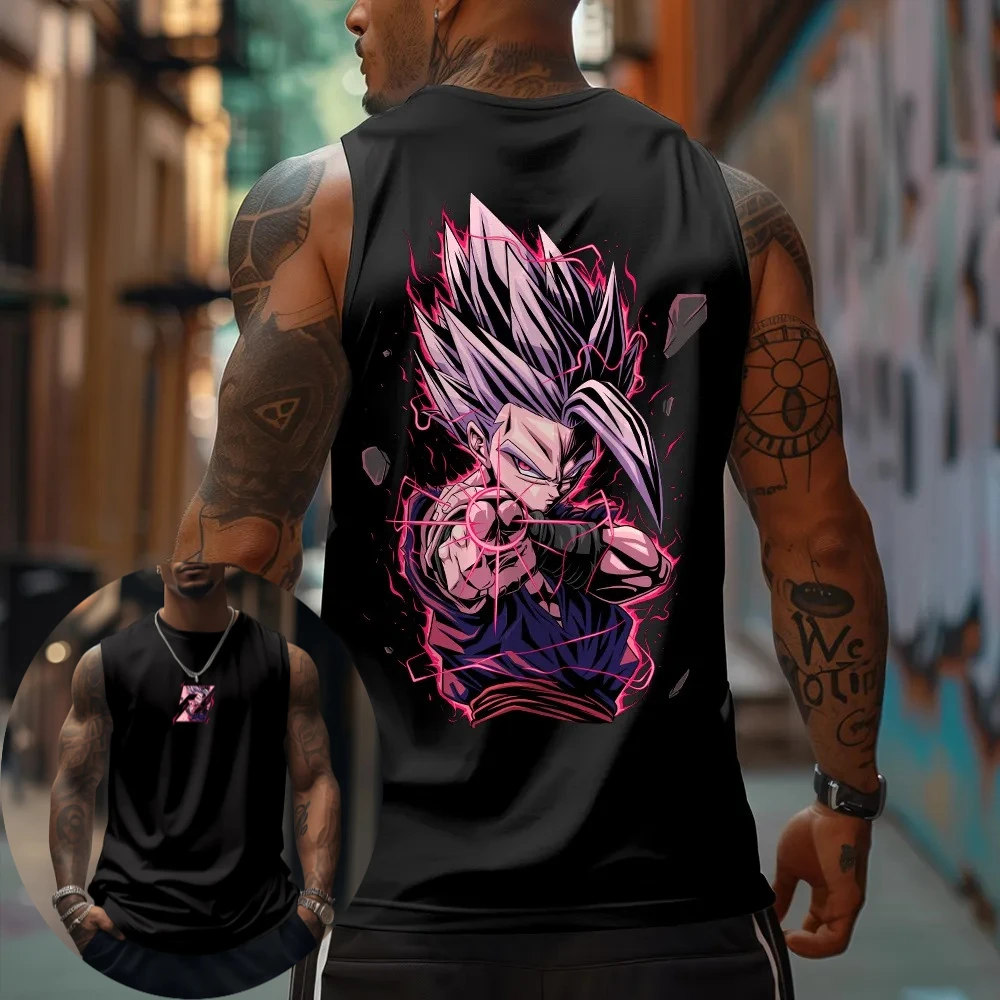 Dragon Ball Men Vest Tank Top Son Gohan Summer Anime Spring And Autumn Sports Fitness Running Y2k Sleeveless Top GYM