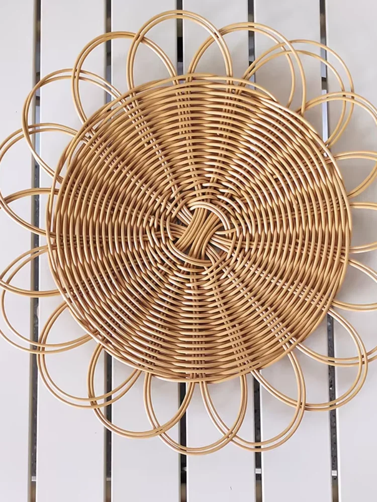 mitation Vine Wall Hanging Pendant Hand Woven Flower Shape Ornaments Crafts Room Living Room Background Wall Decor