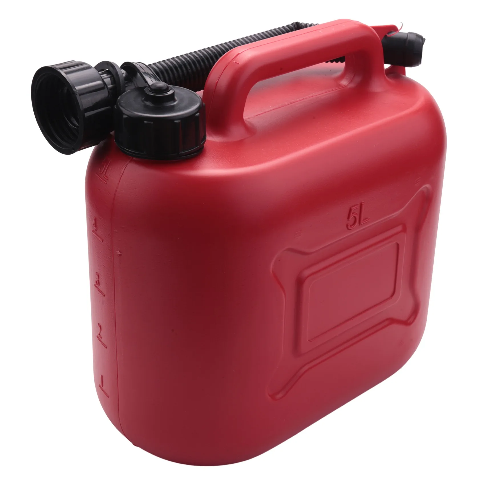 5L Car Fuel Tank Can Spare Plastic Petrol Gas Container Anti-Static Fuel Carrier with Pipe for Car Travel