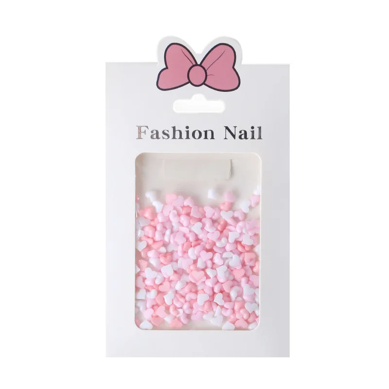 200PCS 3D Acrylic Nail Art Heart Charms Accessories Resin Flatback Rhinestone Parts For Nails Decoration DesignSupplies Products