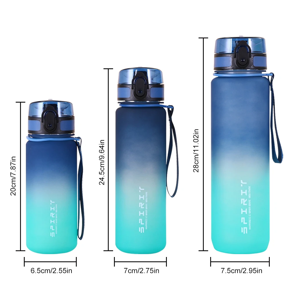 500-1000ml Sports Water Bottle Frosted Progressive Color Drinking Water Cup with Handle Gradient for Gym Outdoor Sports Camping