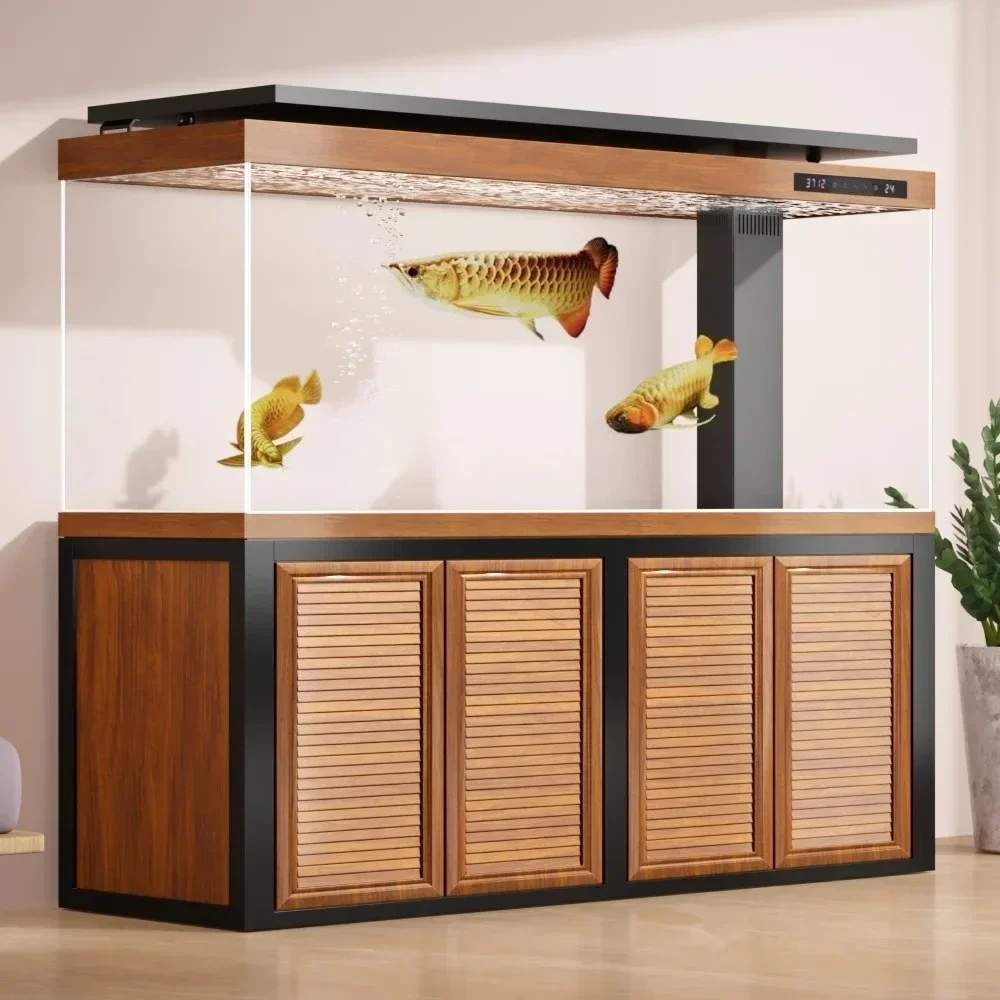 Портативный большой ультра-белый стеклянный аквариум для гостиной, нижний фильтр, перегородка, квадратный резервуар, новый аророванный резервуар