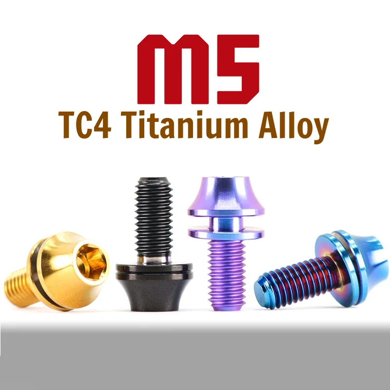 M5  Bolts For Bicycle Water Bottle Cage Hex Bolts Water Bottle Holder Cone Screw Titanium Bicycle Hardware