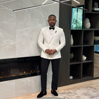 Yimi Men's Suits Peaked Lapel 2 Pieces Double Breasted Wedding Groom Blazer Masculino Evening Prom Dresses Jacket Customized