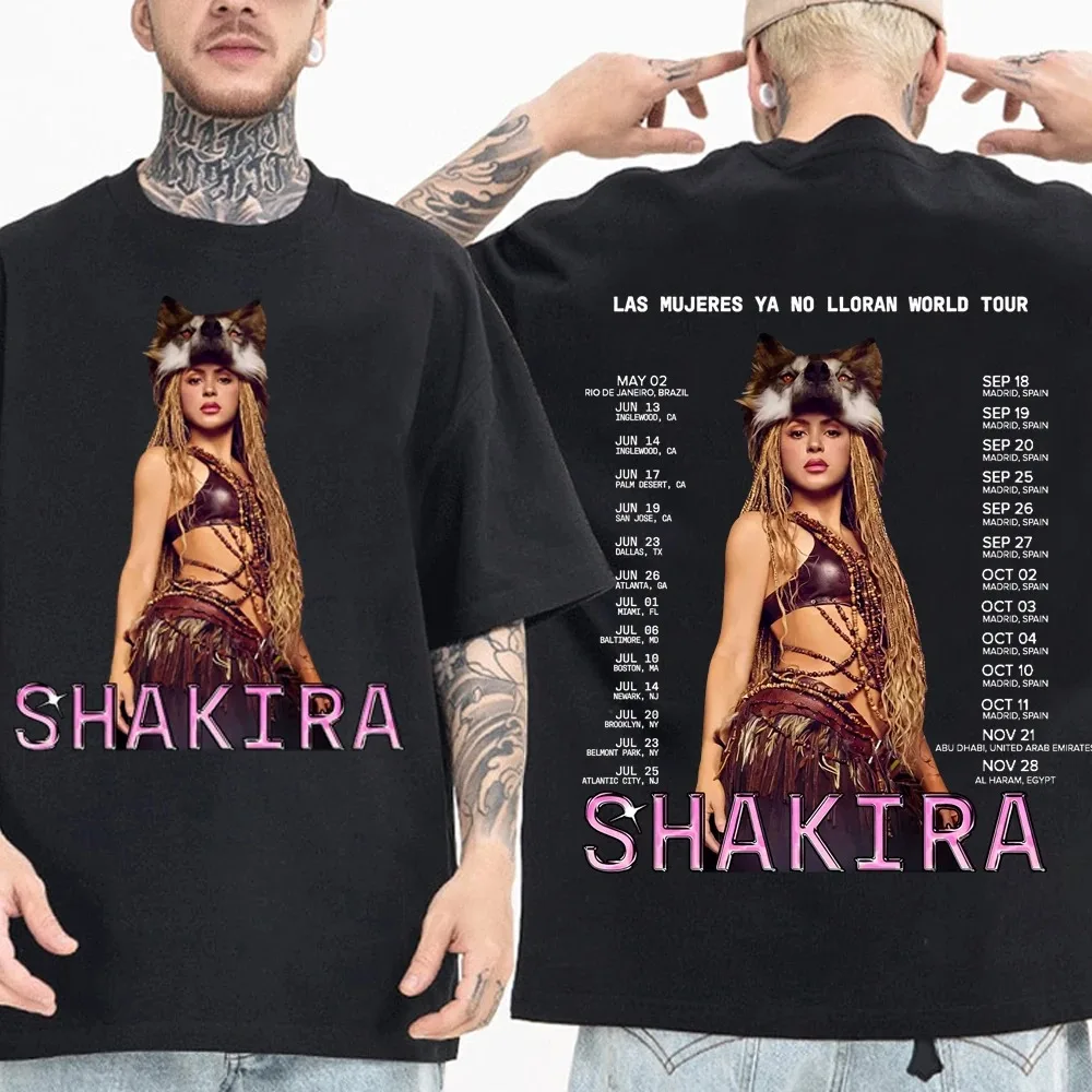 Shakira World Tour T-shirt Man Woman Oversized Streetwear Harajuku Short Sleeve O-neck Casual Cotton Loose Female Male Clothing