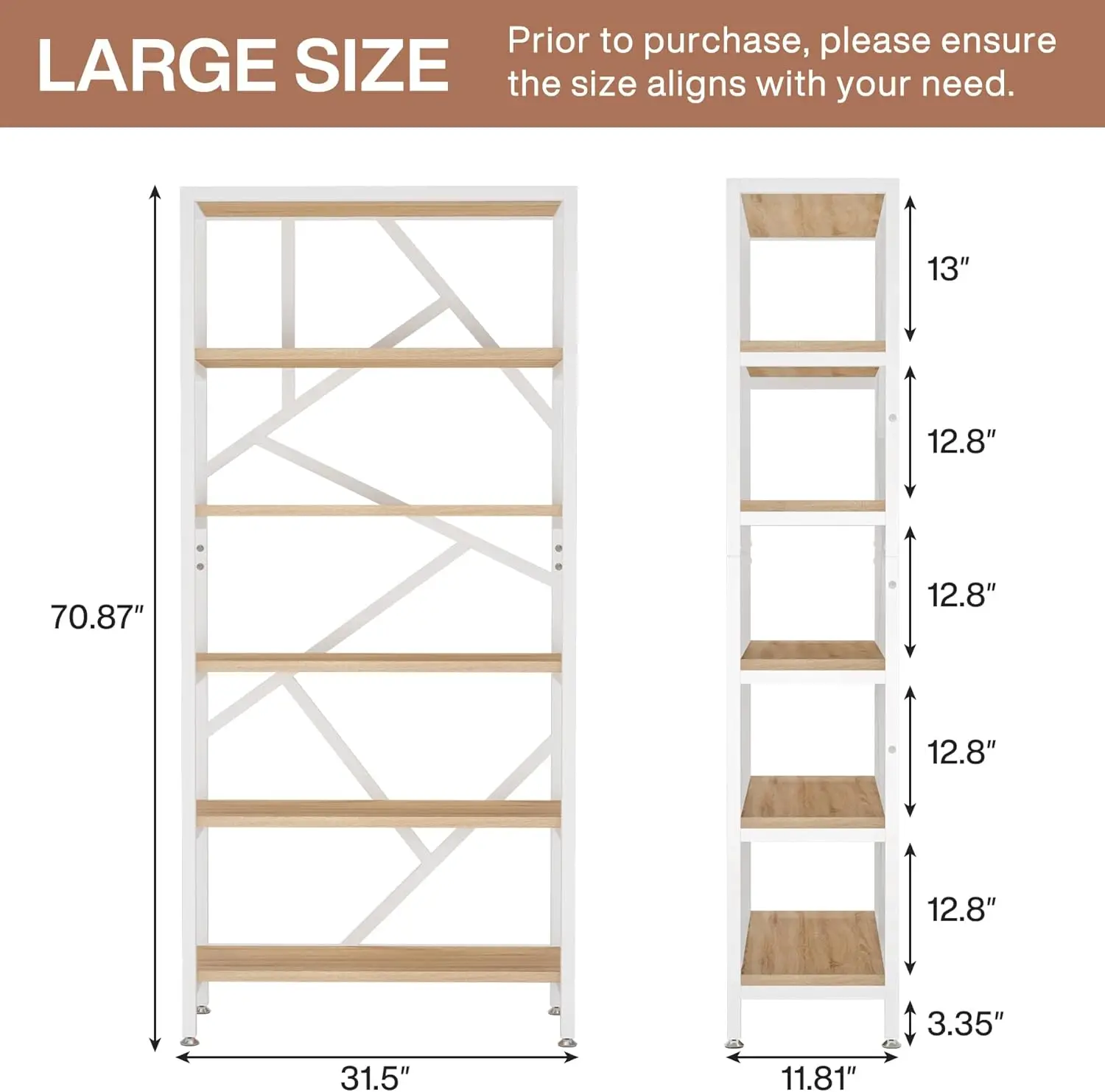 Umail Furniture 6 rak Etagere rak buku, berdiri bebas rak buku terbuka penyimpanan rak pajangan