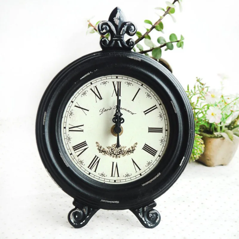 Retro Wooden Clock Oval Simple Life Vintage Alarm Clocks Home Decor Desk Clock Artware Decoration