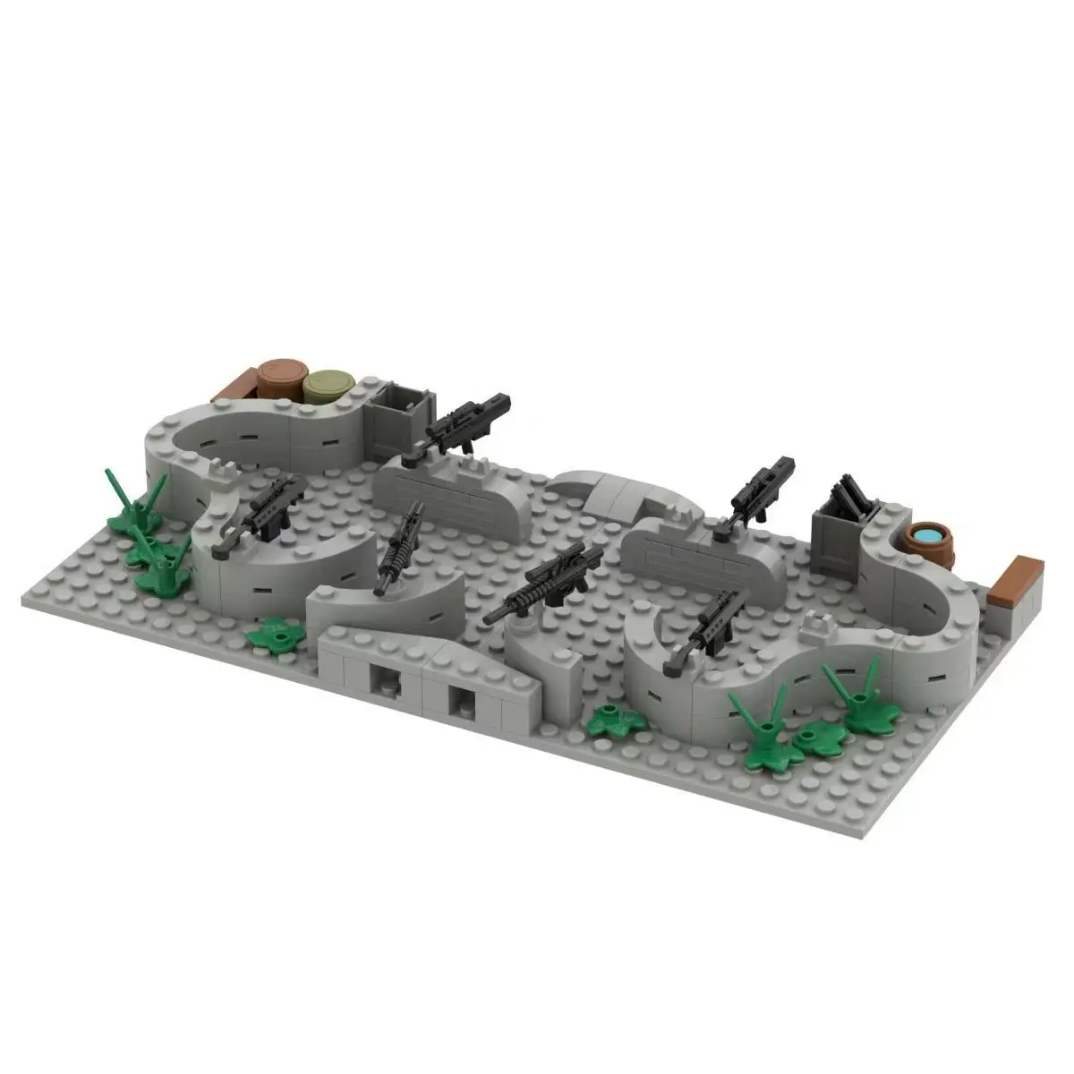 WW2 Trench Bricks Battlefield Bunker Military War Blockhouse Building Blocks Set Toys For Children Adults Gift Assembled