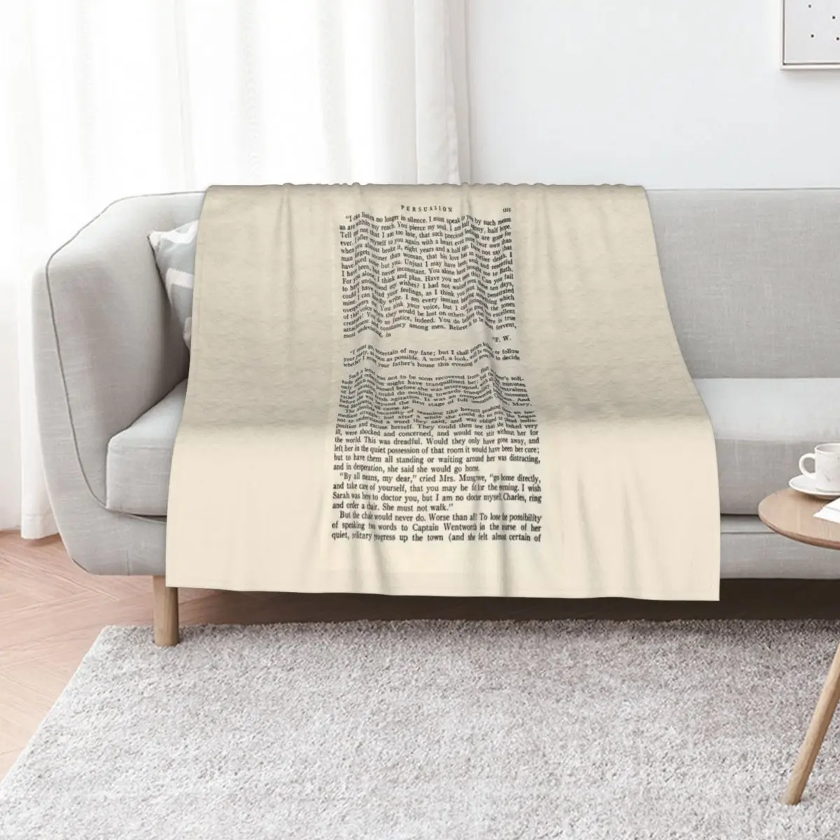 Persuasion de Jane Austen - Le capitaine Wentworth : Je suis à moitié en agonie, à moitié en espoir. Couverture décorative à motif de page de livre vintage