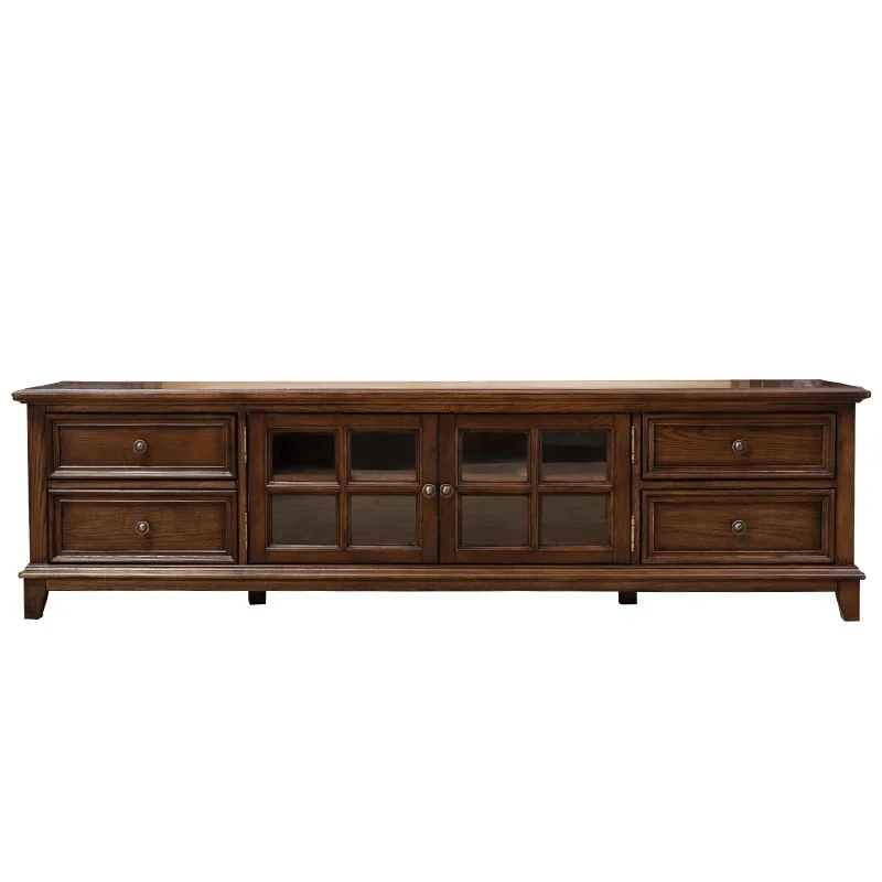 American rural all-solid wood TV cabinet ash wood simple small apartment living room coffee table TV cabinet combination